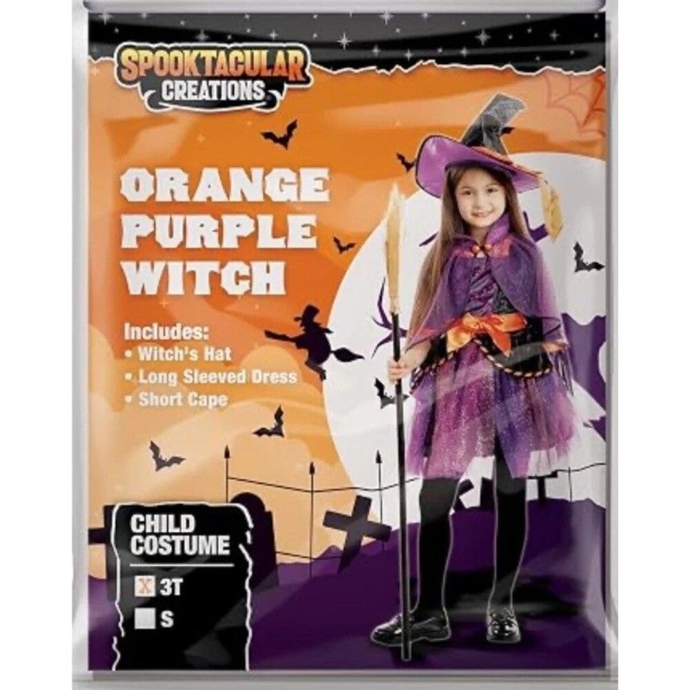 ORANGE PURPLE WITCH Costume TODDLER 3T Halloween Spooktacular NIP